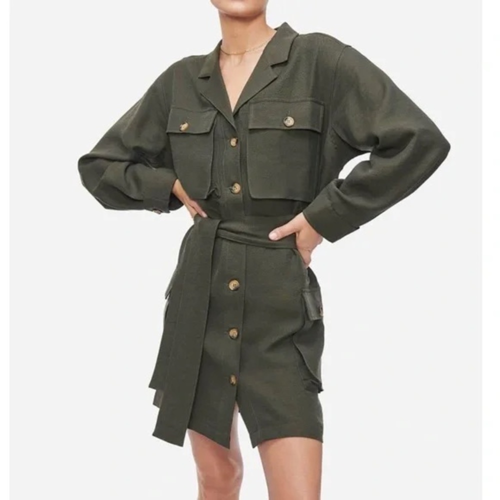 Anine Bing Kaiden Dress In Willow Green Xs